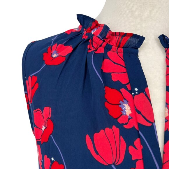 41 Hawthorn Floral Sleeveless Blouse Blue Red Size PXS NWT - Picture 3 of 8